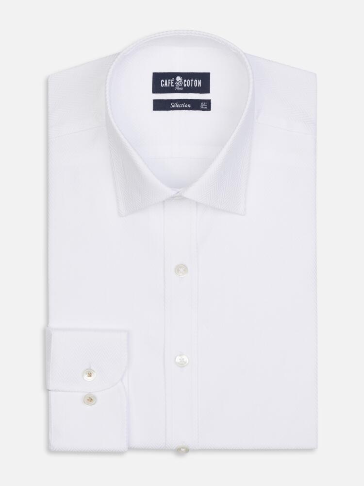 Royal herringbone slim fit shirt - White