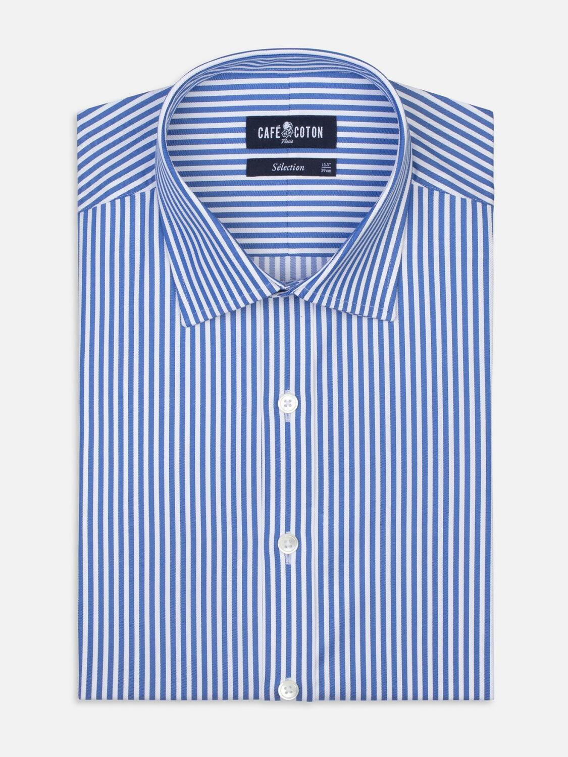 Blue thin stripes twill shirt