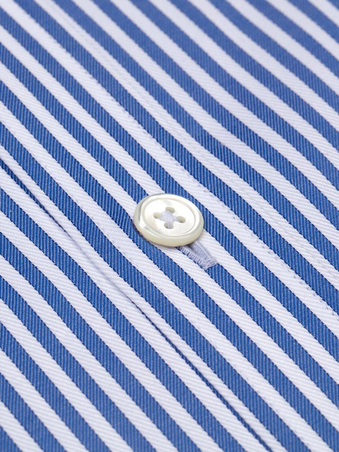 Blue thin stripes twill shirt