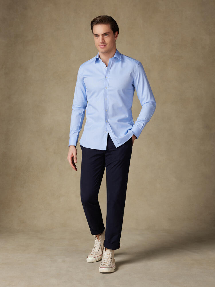 Chemise en pin point royal ciel