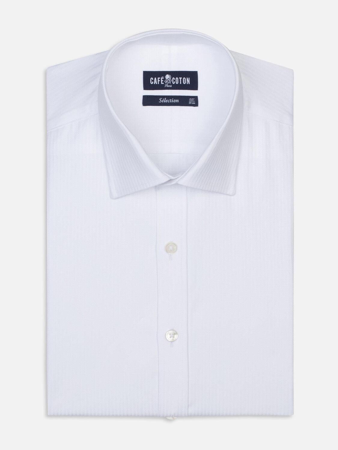 Chemise cintrée Elian en chevron royal blanc