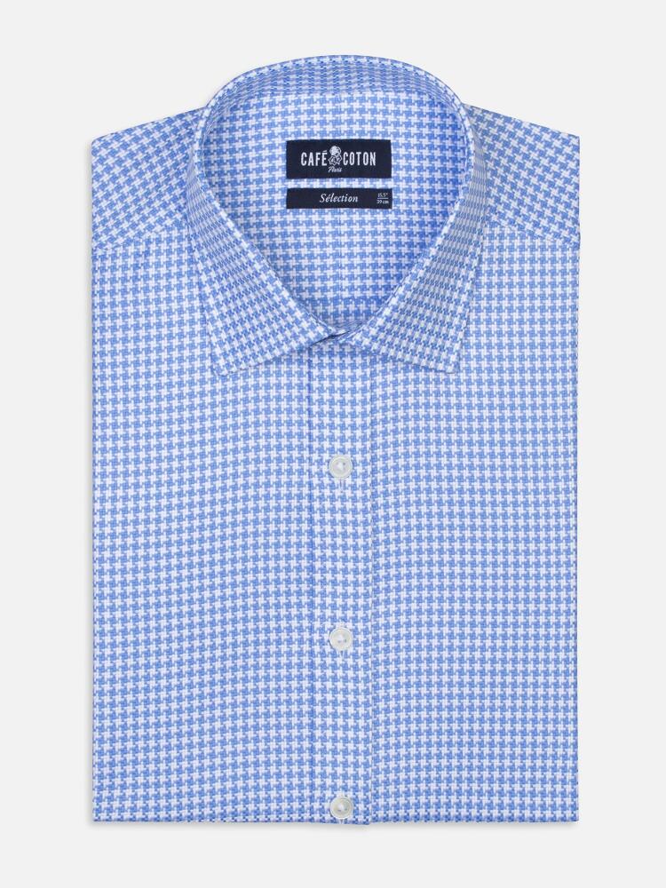 Royal natté Slim fit shirt blue geometric weaving