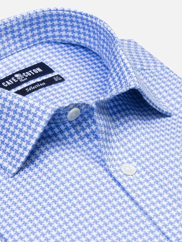 Royal natté Slim fit shirt blue geometric weaving