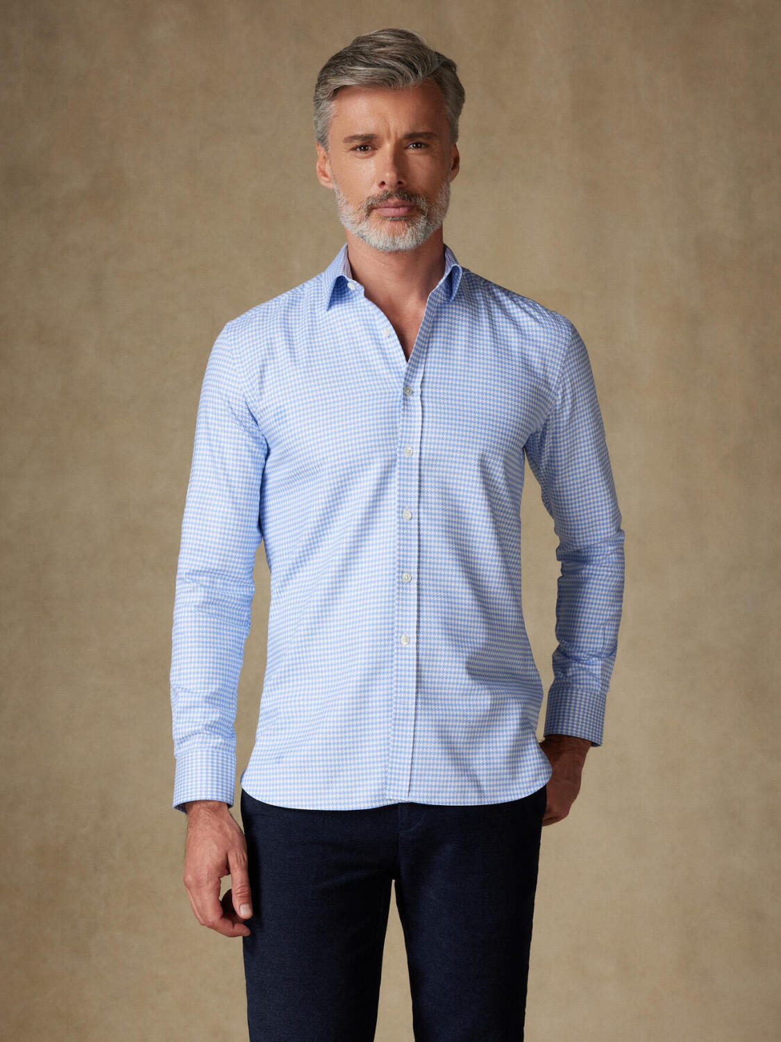 Manfred sky check slim fit shirt