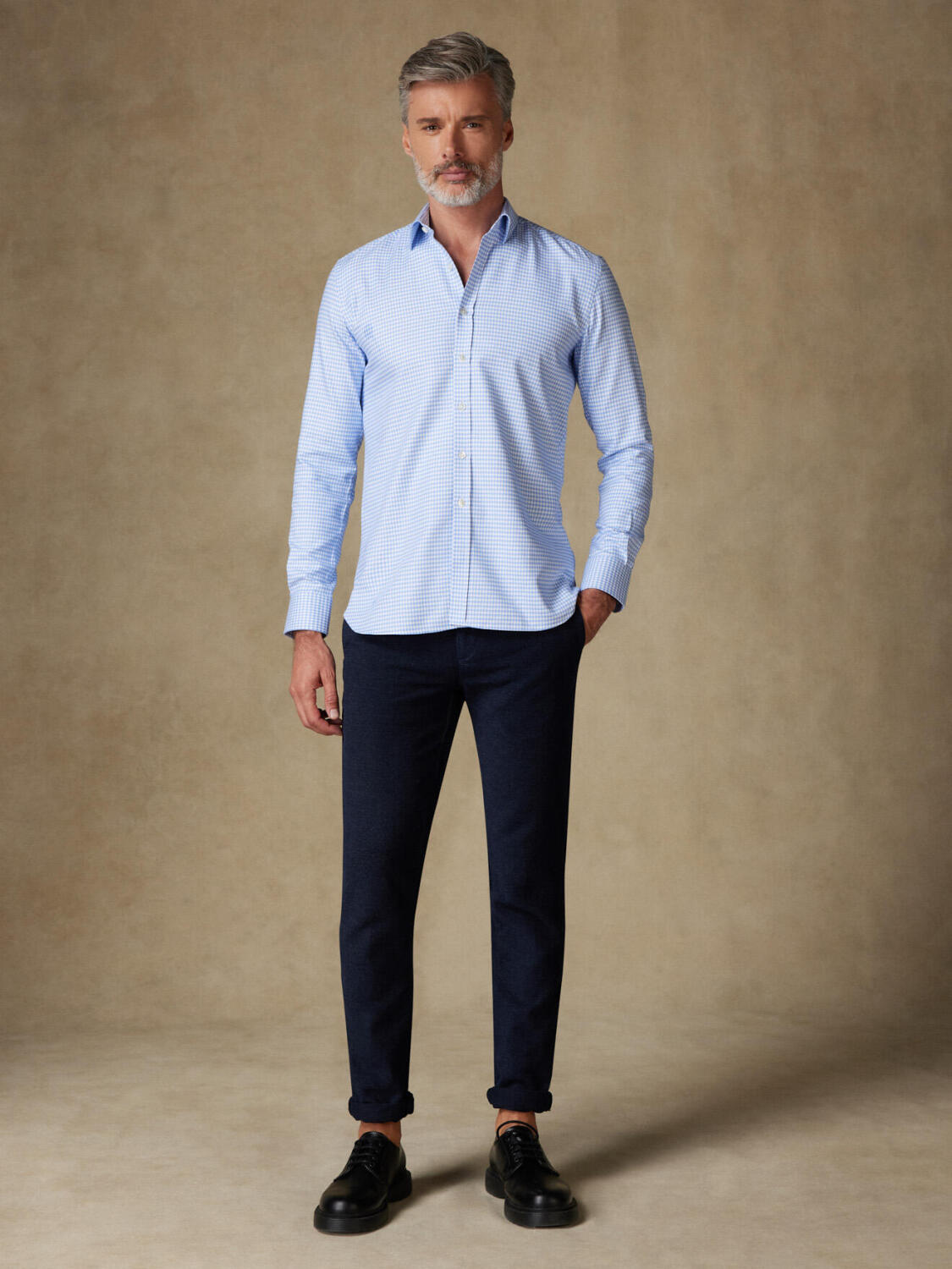 Manfred sky check slim fit shirt