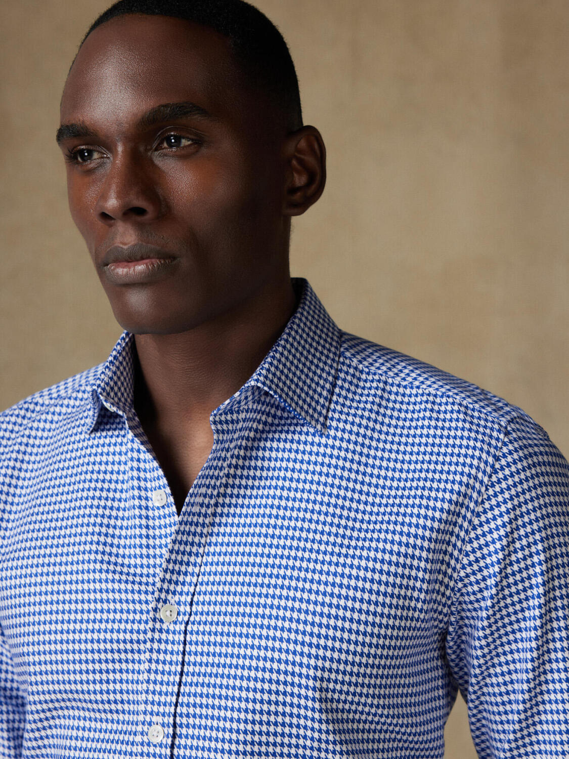 Manfred navy geruit Slim fit overhemd