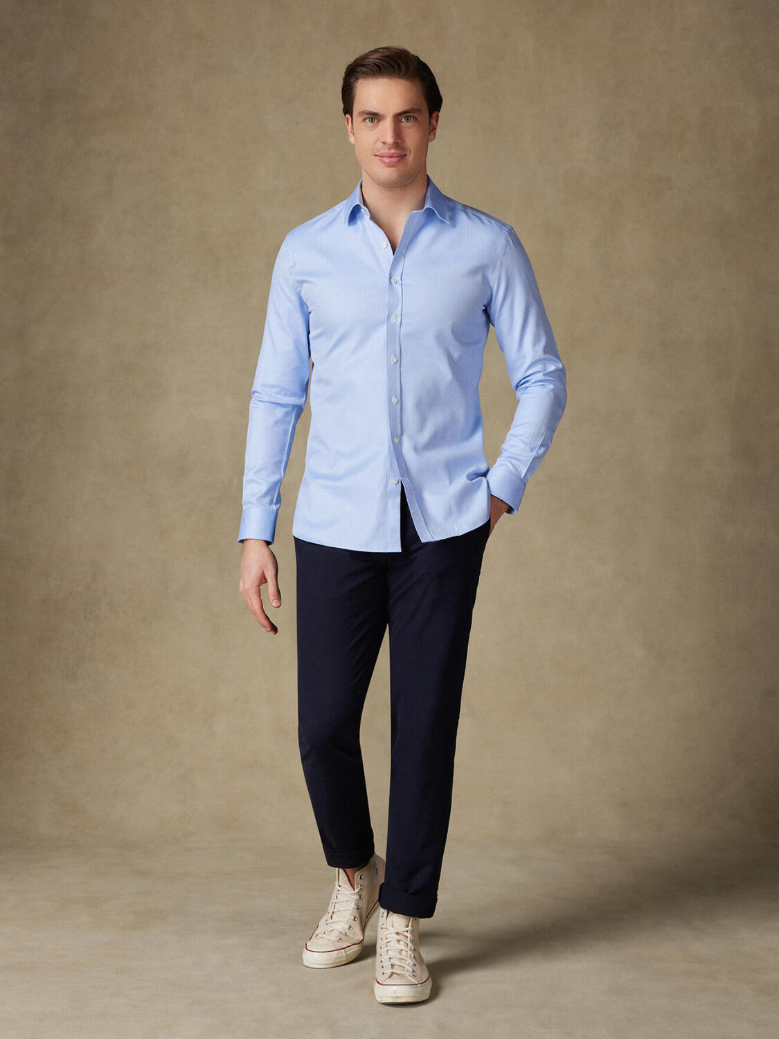 Mick overhemd in royal sky visgraat