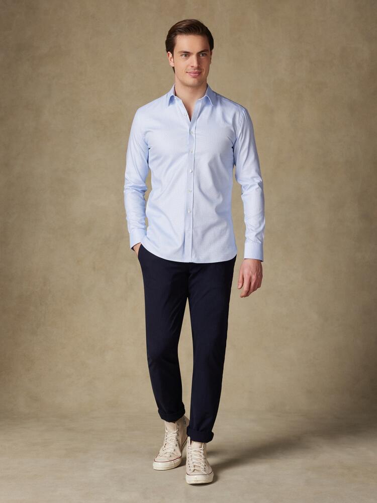 Chemise cintrée en natté royal ciel