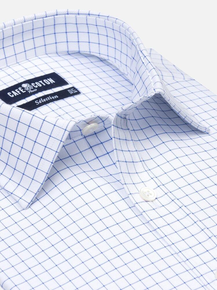 Chemise cintrée Noey en chevron royal à carreaux bleus