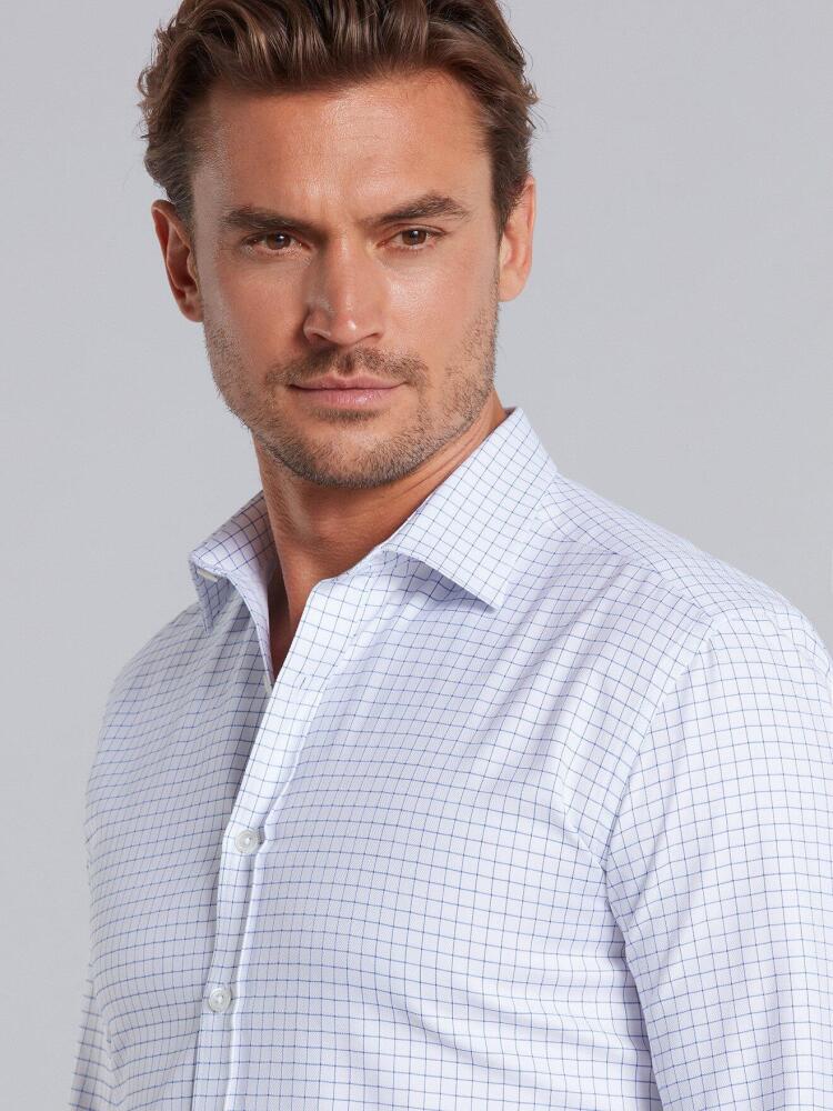 Chemise cintrée Noey en chevron royal à carreaux bleus