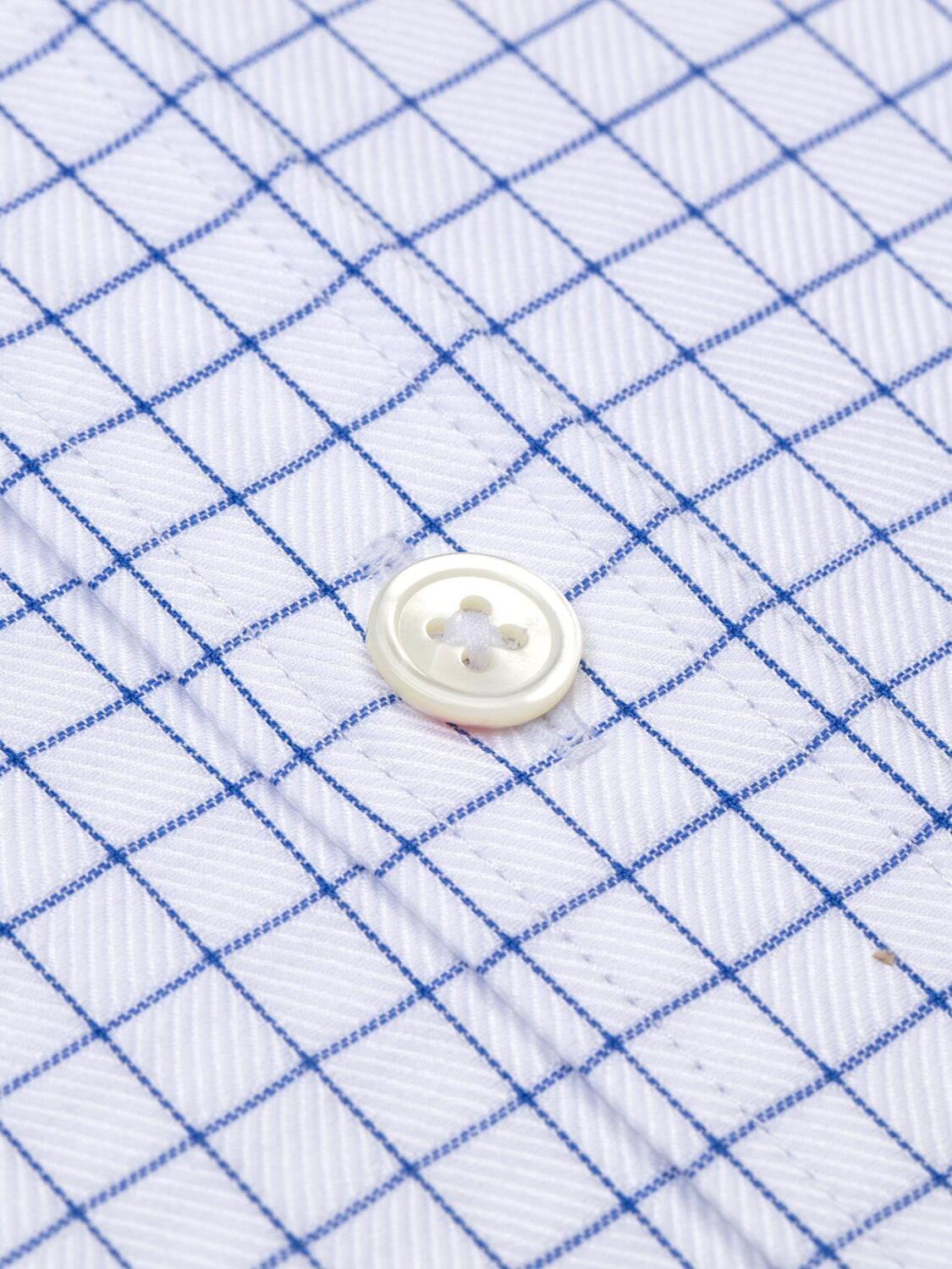 Blue checked herringbones slim fit shirt