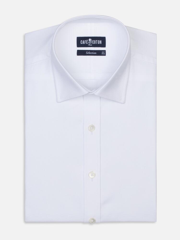 Chemise cintrée blanche en oxford royal