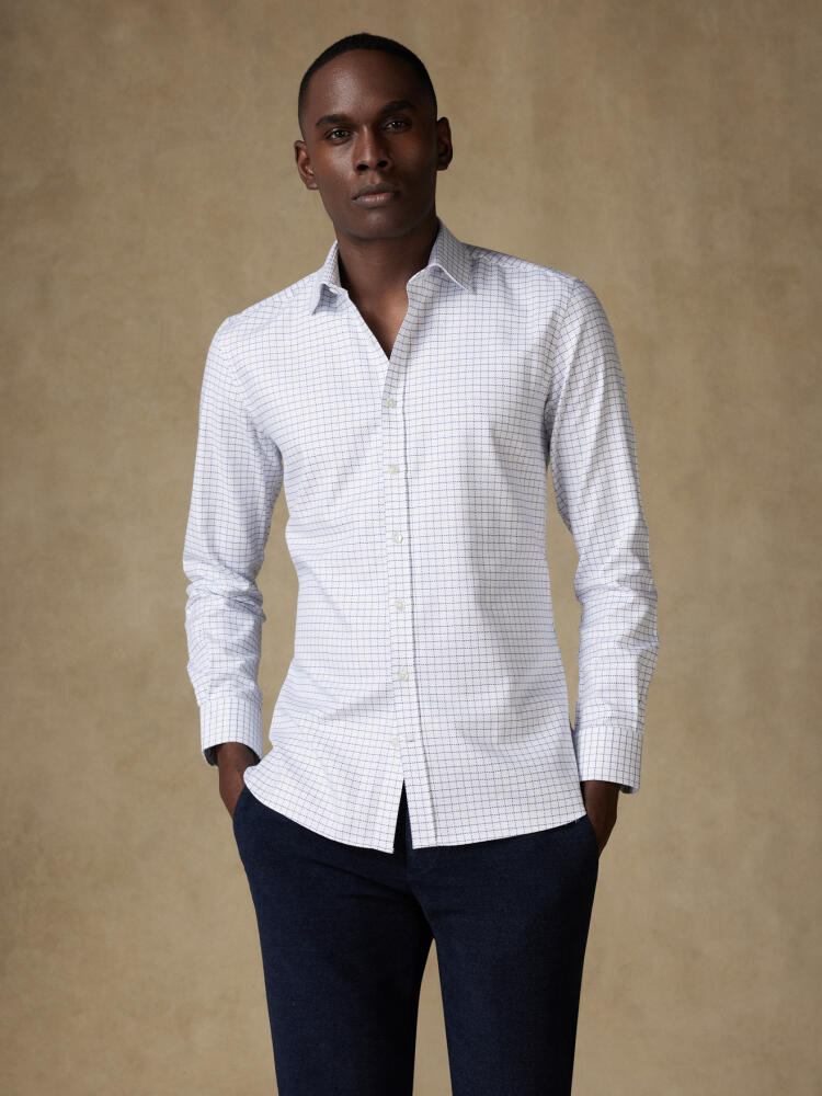 Ricky navy check slim fit shirt