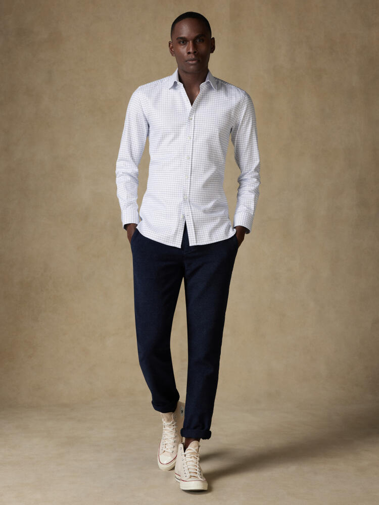 Ricky navy check slim fit shirt