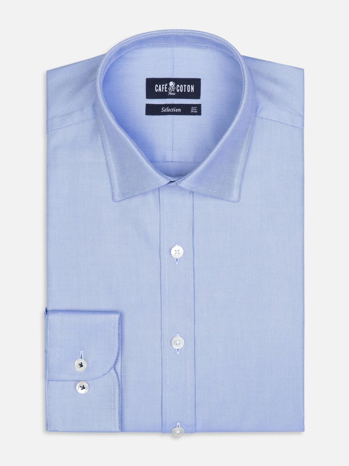 Camicia aderente oxford blu cielo reale