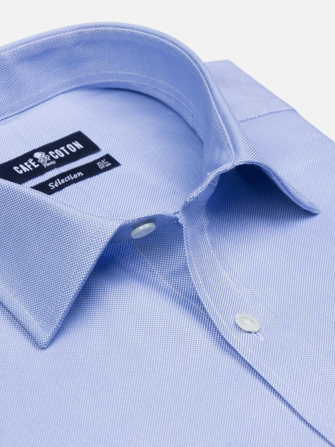 Camicia aderente oxford blu cielo reale