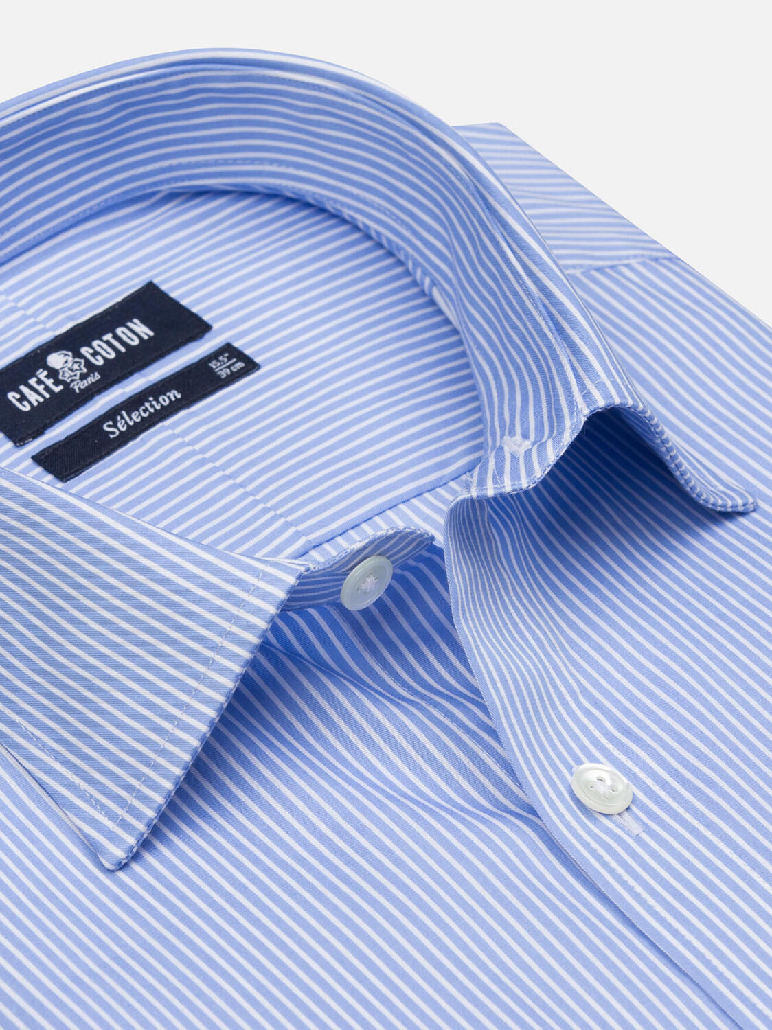 Chemise cintrée Samy à rayures ciel