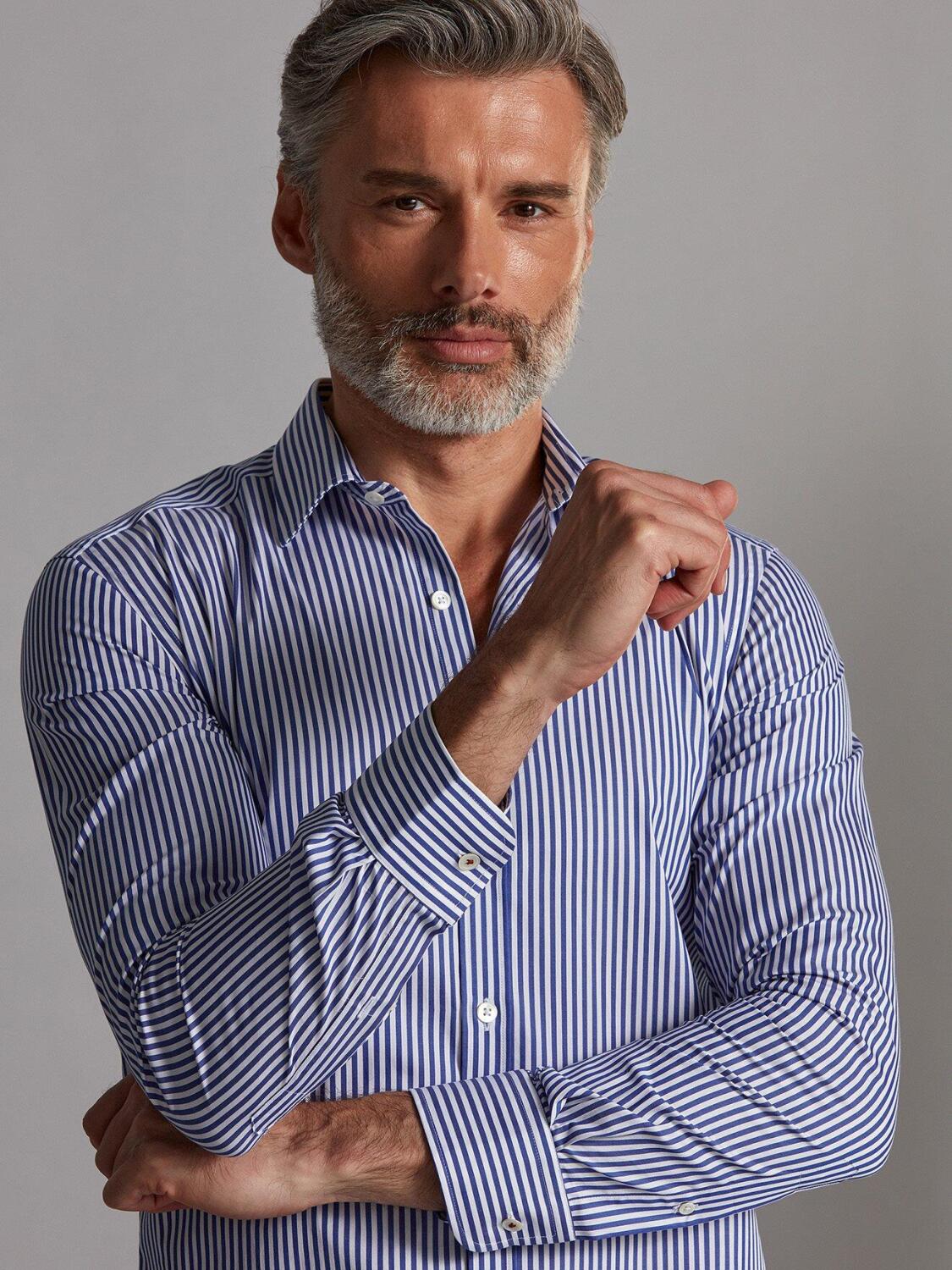Chemise cintrée Sully à rayures marine