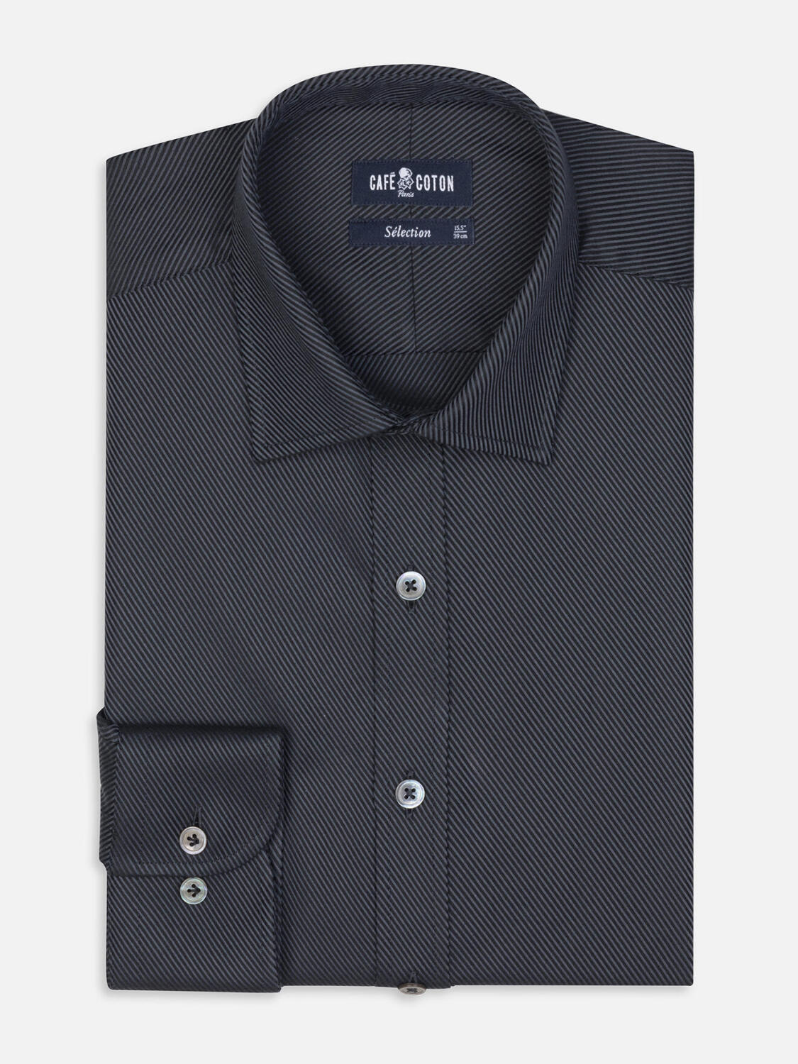 Chemise cintrée en twill royal anthracite