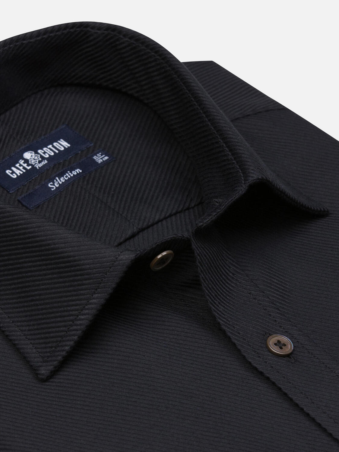 Royal black twill slim fit shirt