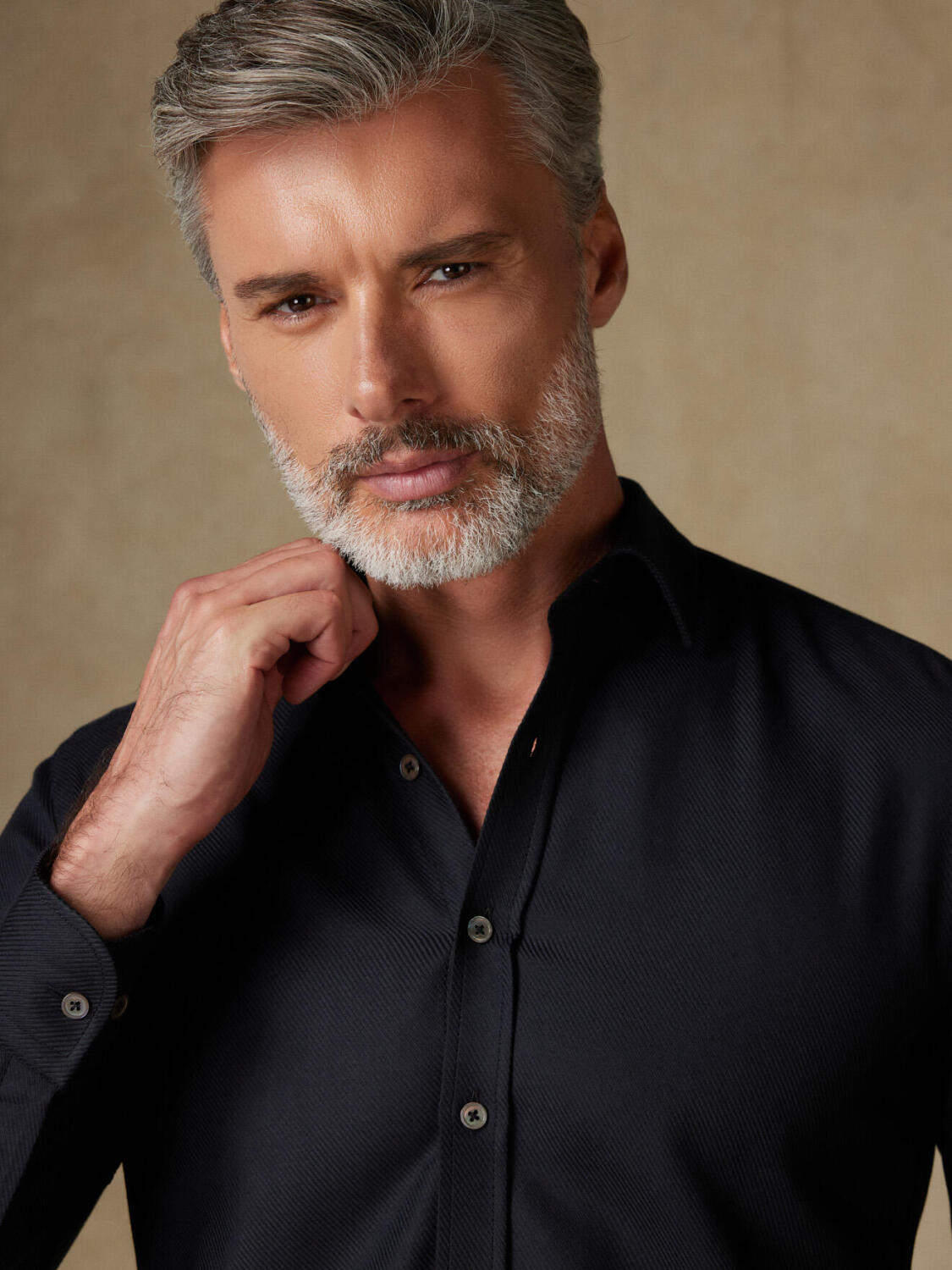 Royal black twill slim fit shirt