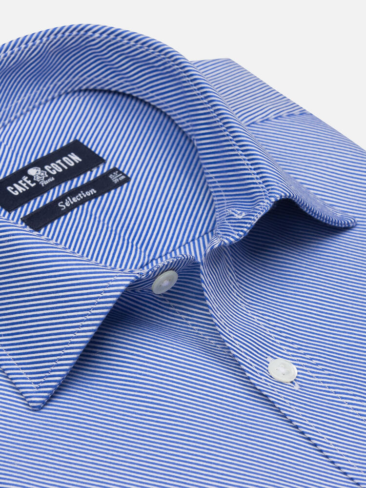 Royal blue twill slim fit shirt