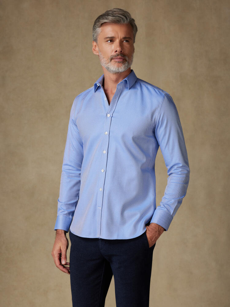 Royal blue twill slim fit shirt