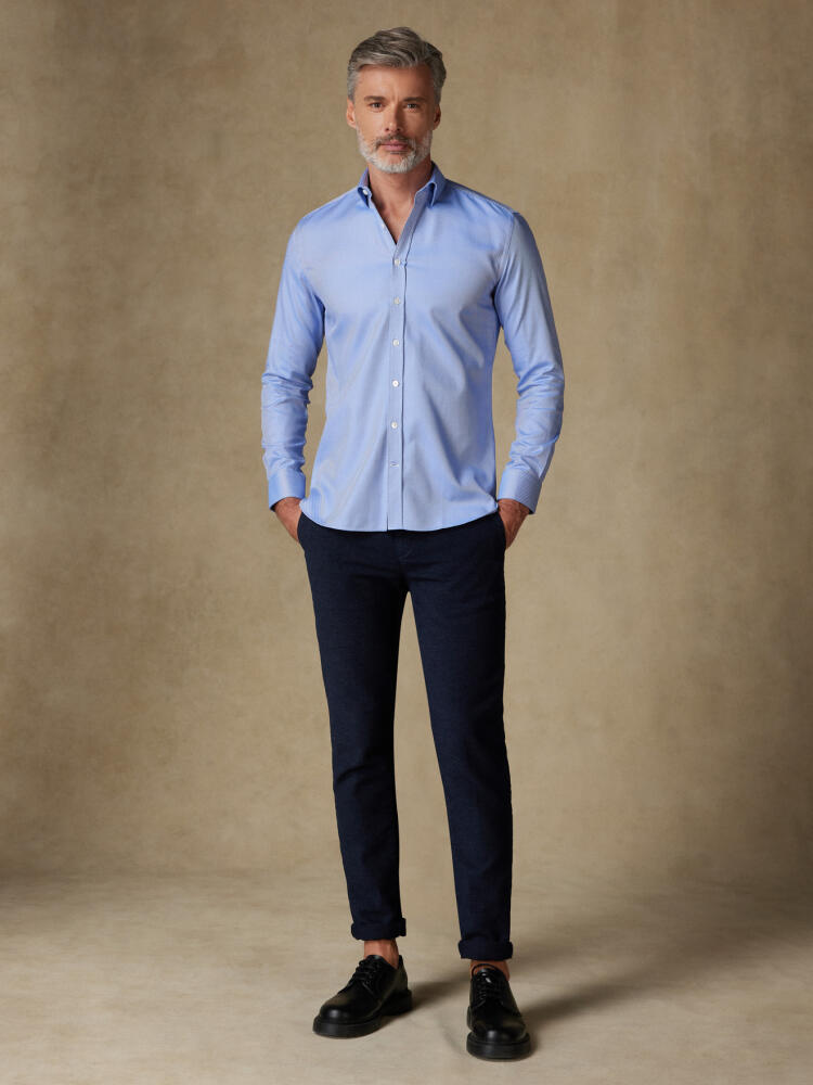 Royal blue twill slim fit shirt