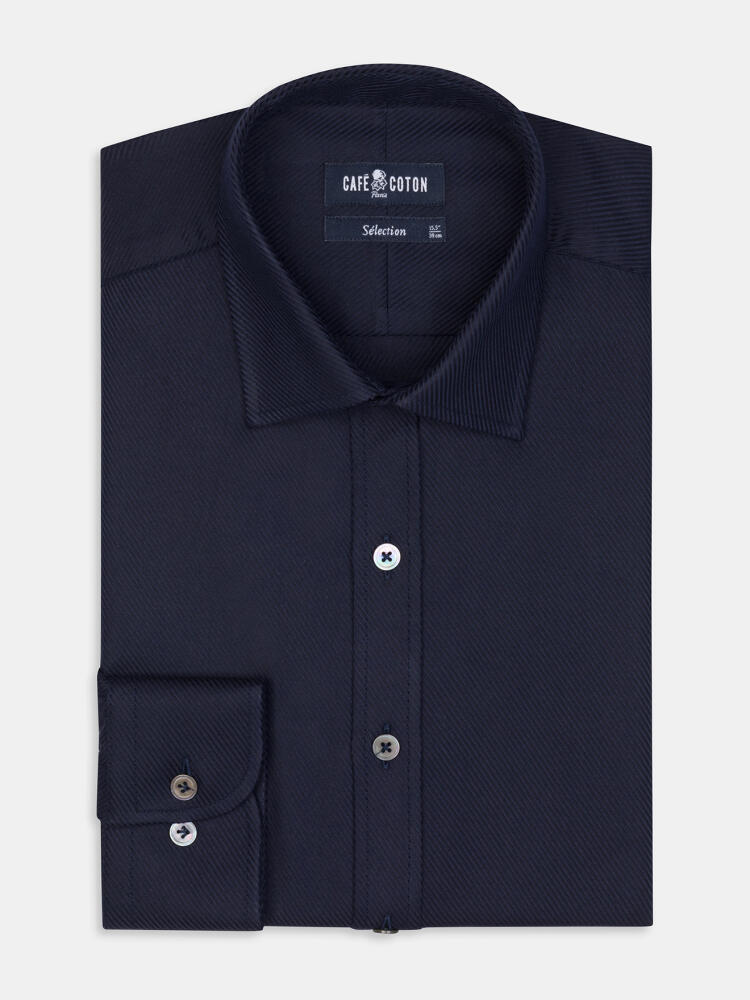 Chemise cintrée en twill royal marine