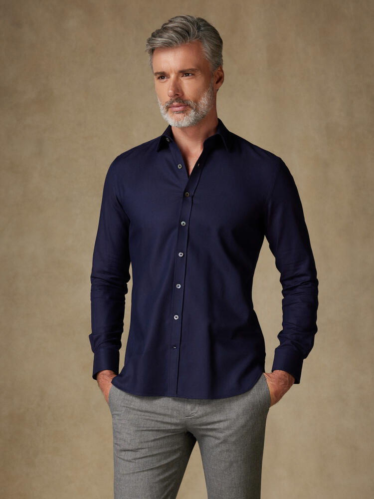 Chemise cintrée en twill royal marine