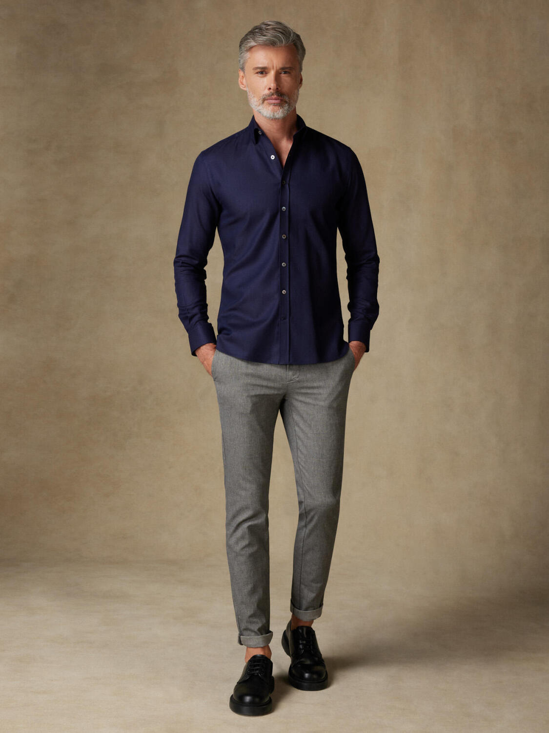 Chemise cintrée en twill royal marine