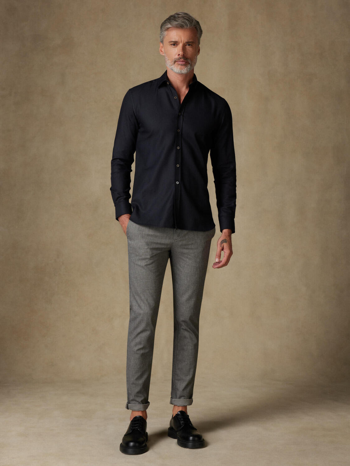Camicia in twill nero royal