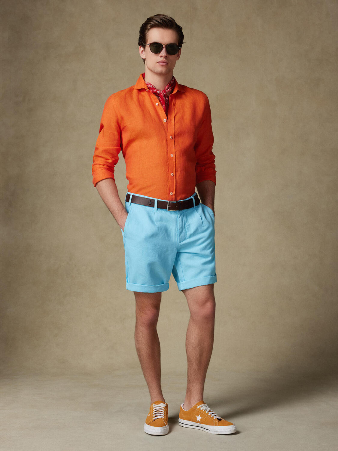 Kent bermuda shorts in turquoise linen