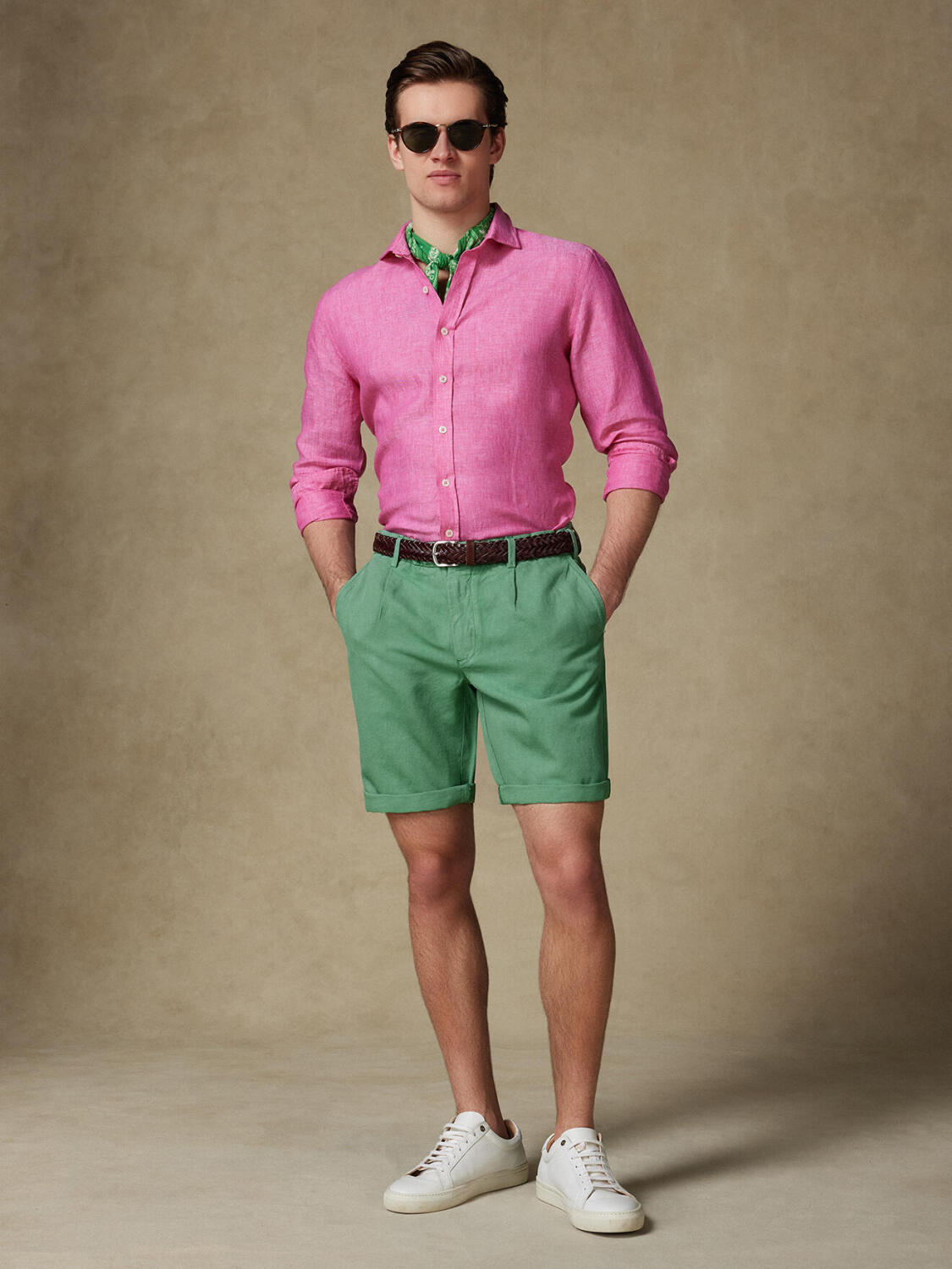 Kent bermuda in mint linnen