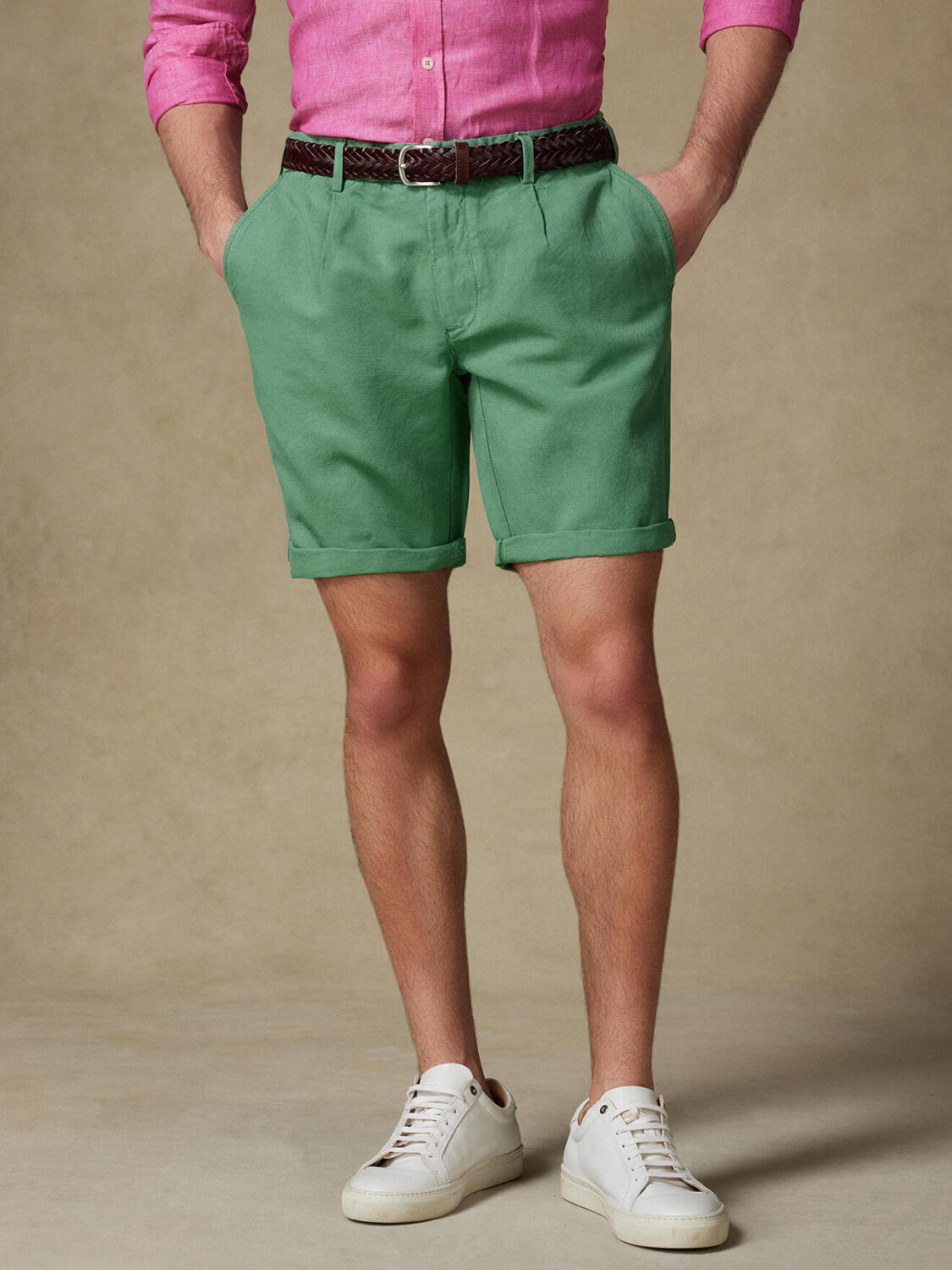 Kent bermuda in mint linnen