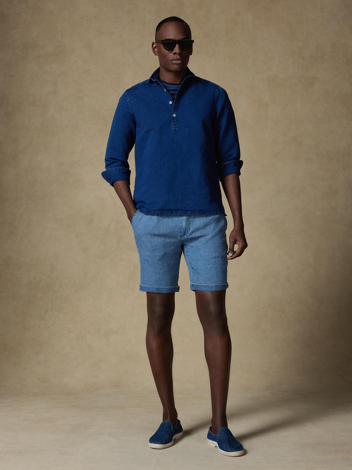 Bart bermuda shorts in indigo linen