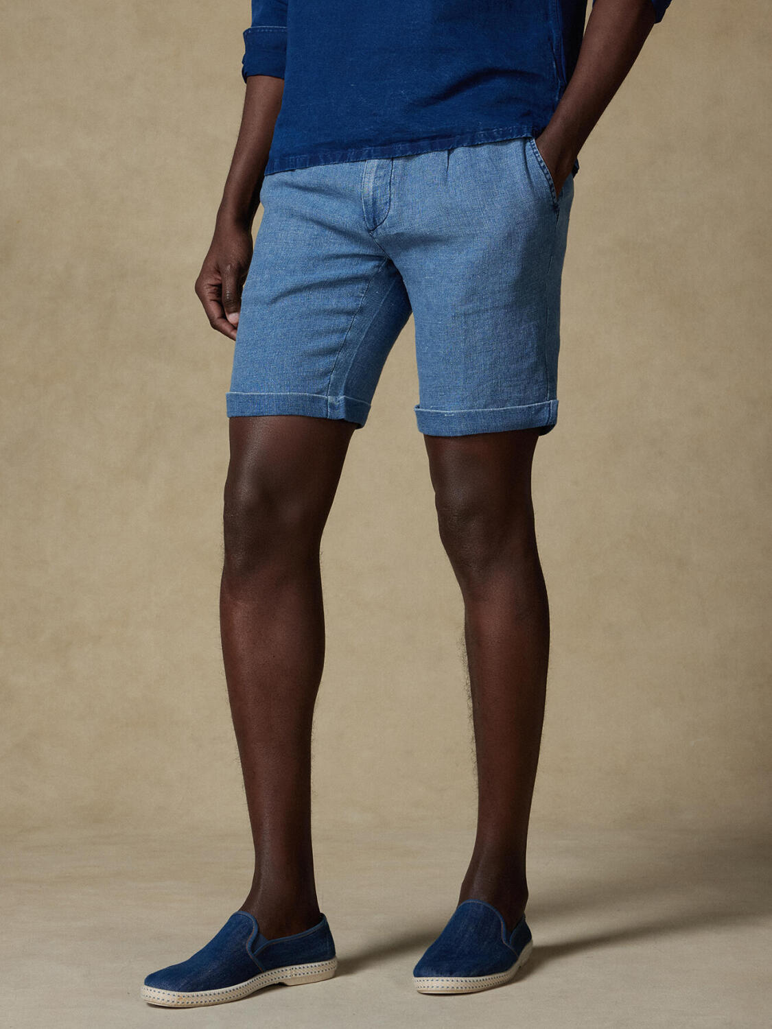 Bart bermuda shorts in indigo linen