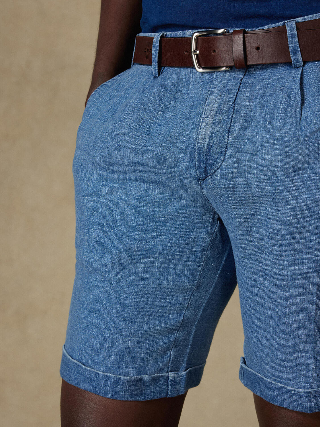 Bart bermuda shorts in indigo linen