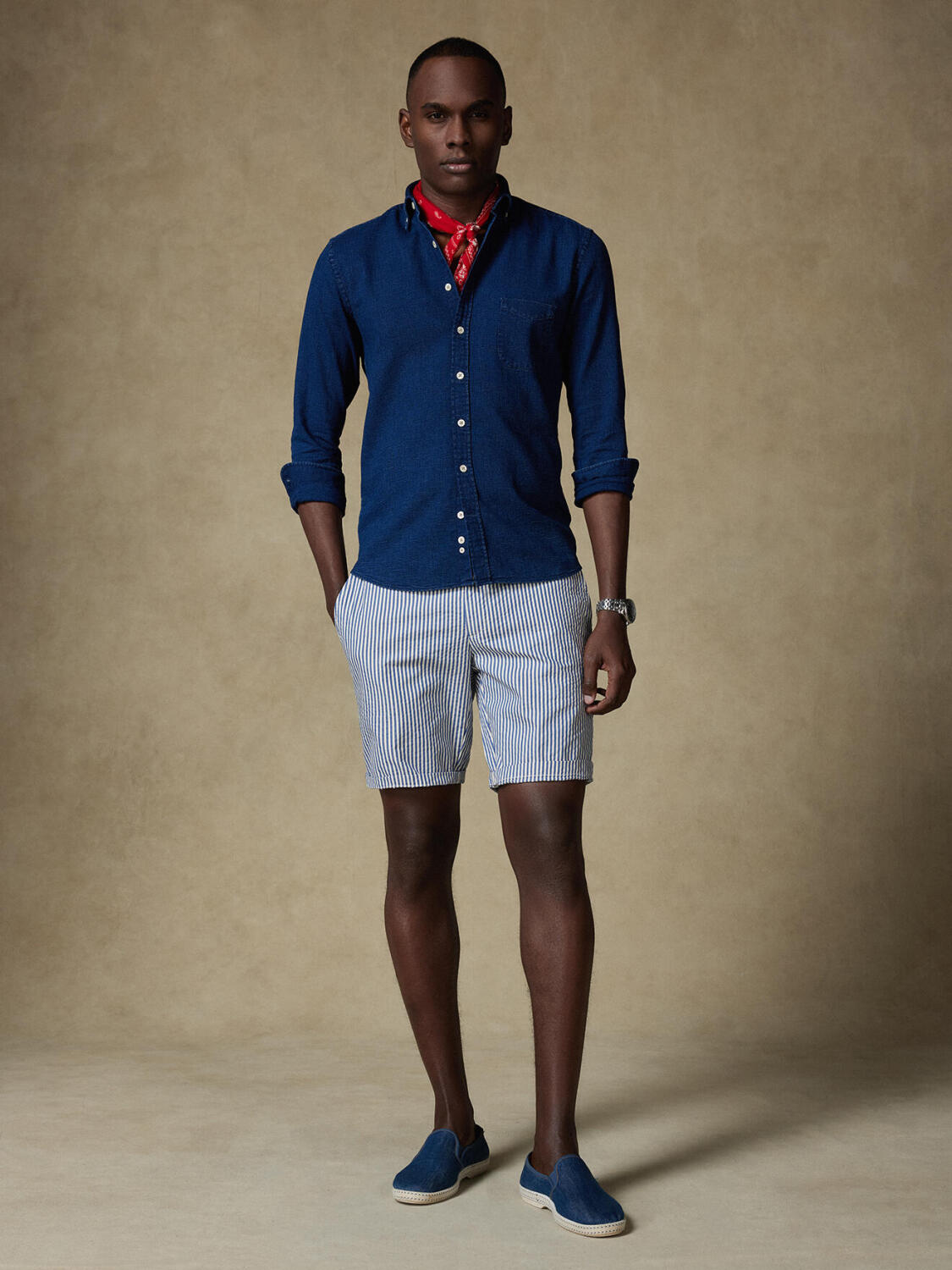 Capri Bermuda shorts in seersucker