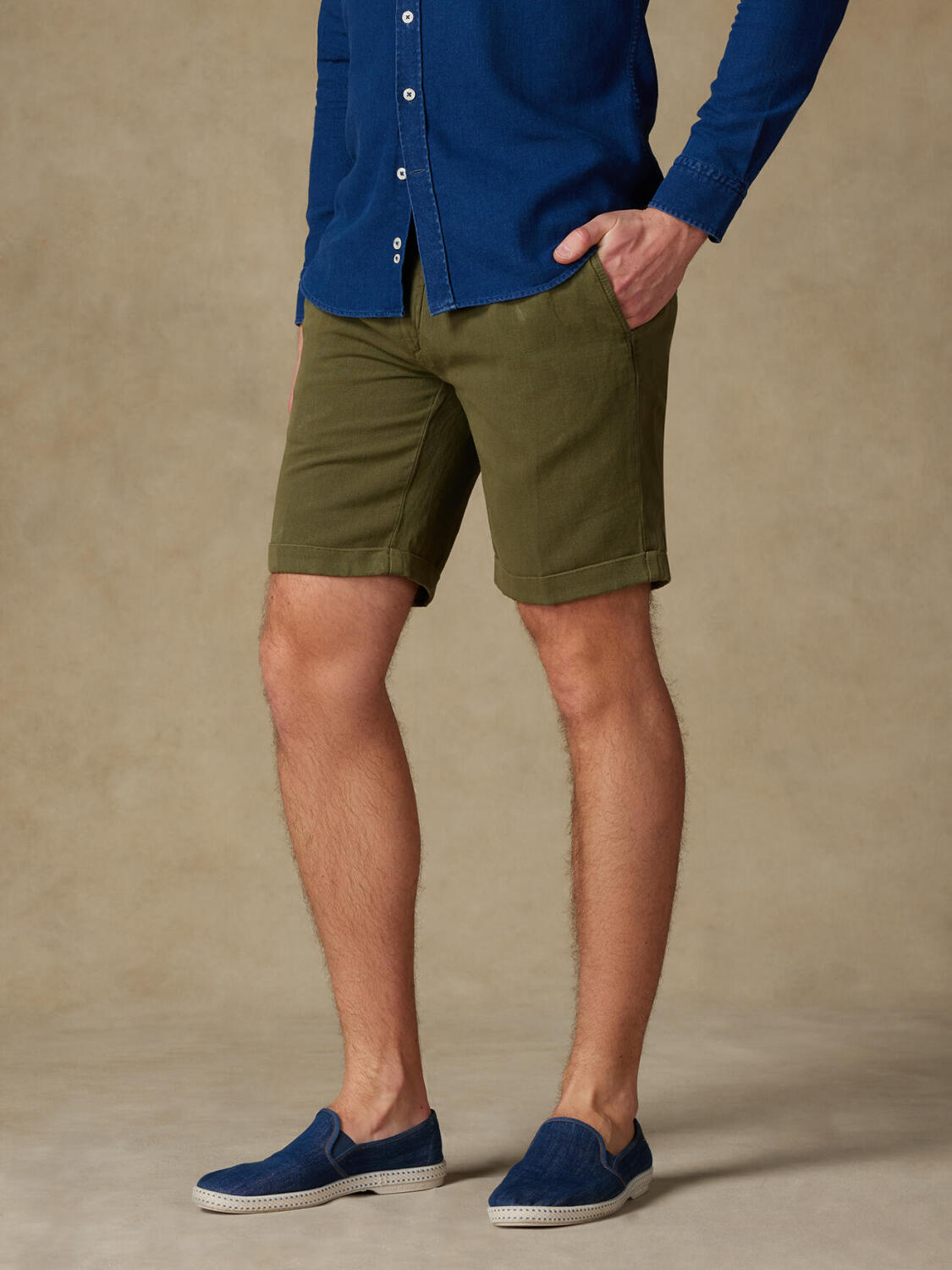 Greg bermuda in lino kaki