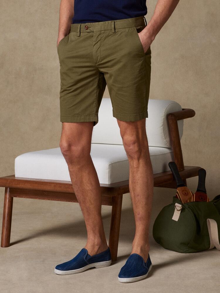 Khaki katoenen bermuda