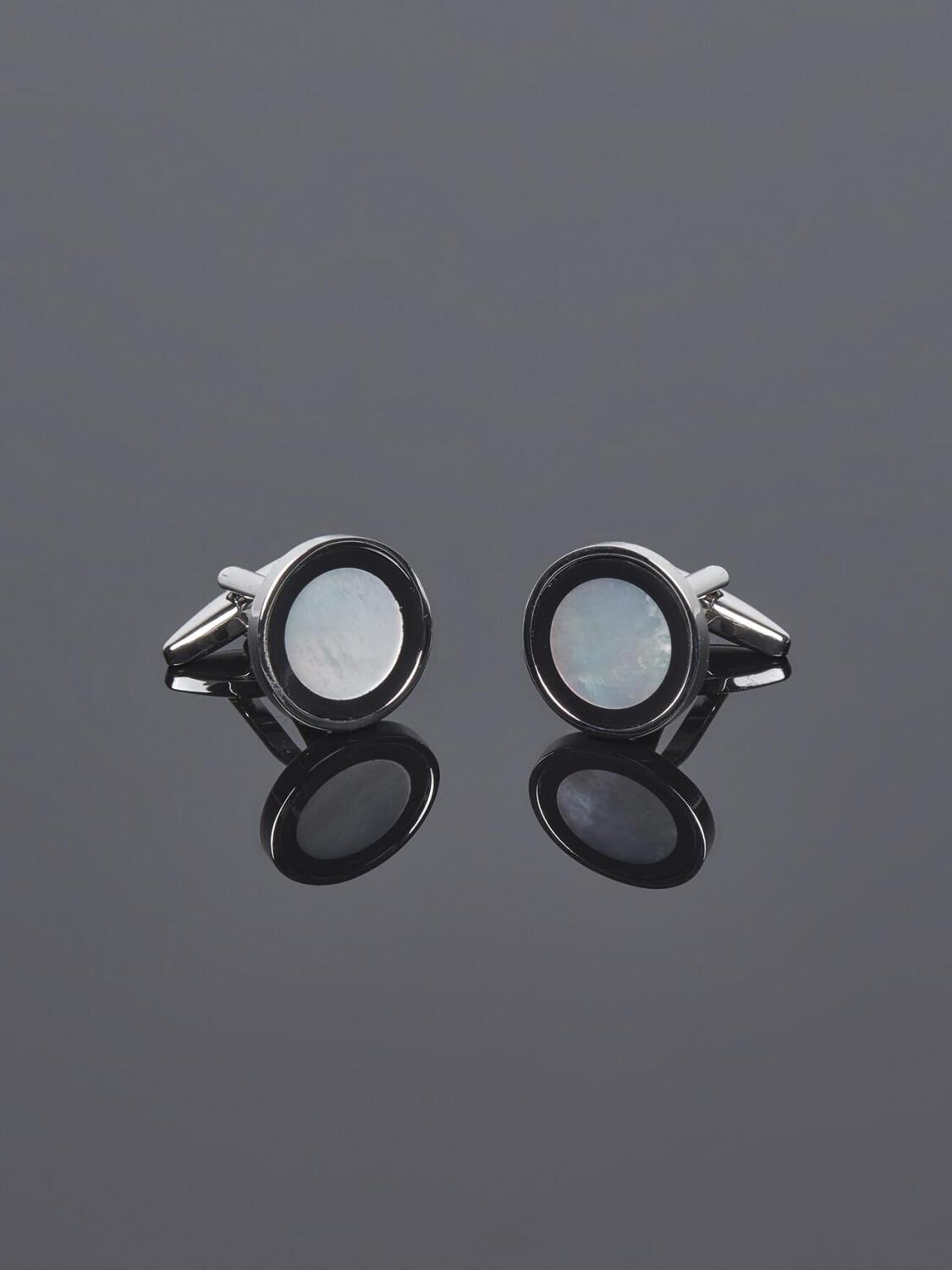 Boutons de manchette rond noir nacre