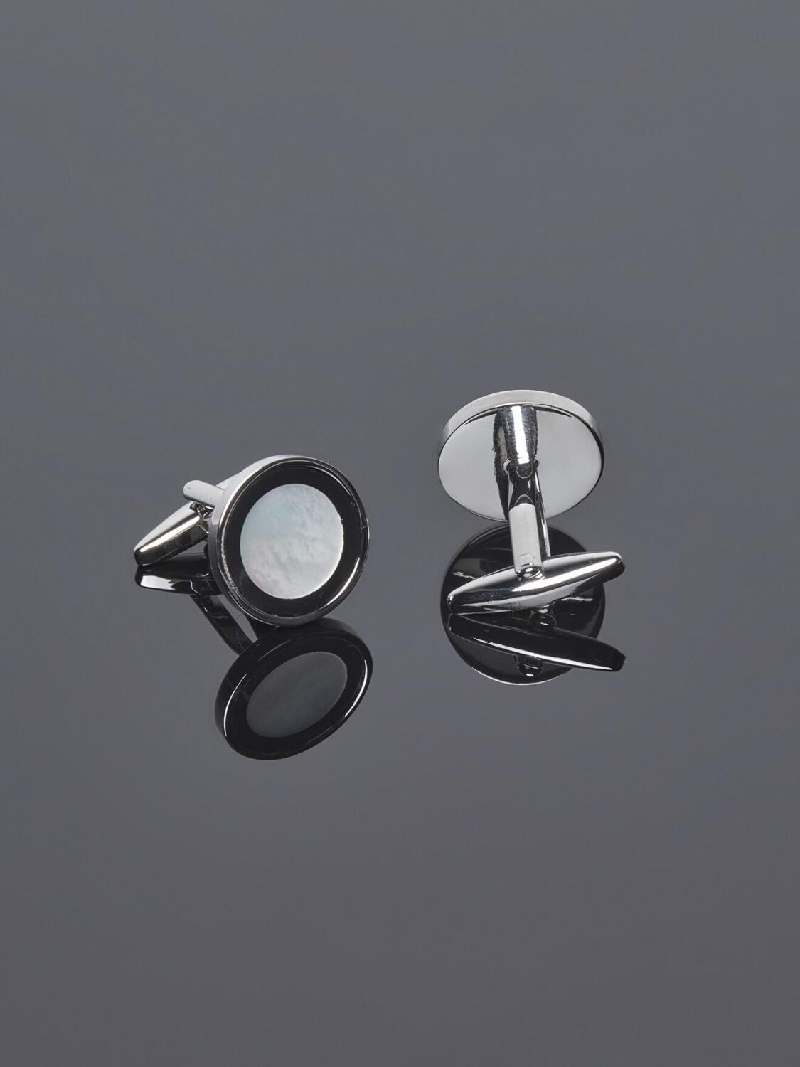 Boutons de manchette rond noir nacre