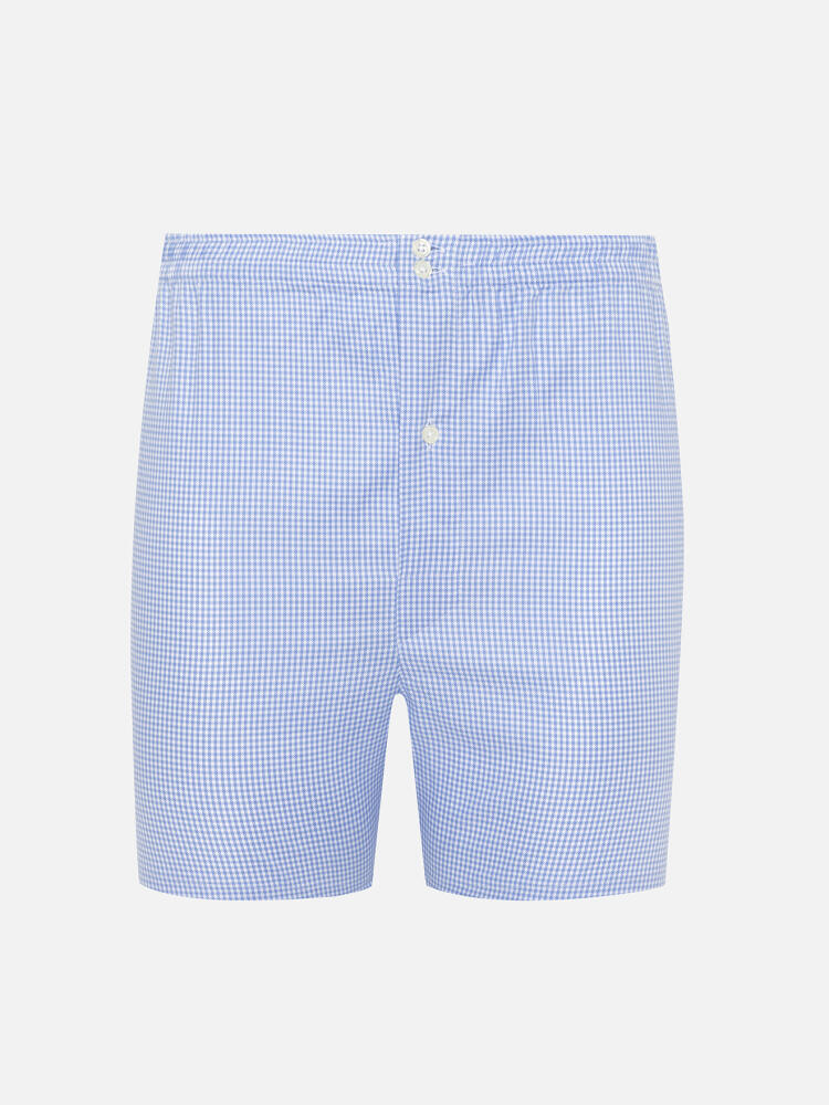 Sky blue gingham boxer shorts