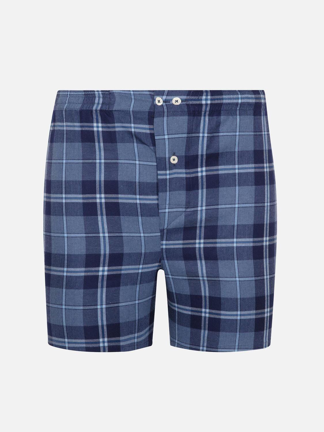 Adam flannel boxer shorts with sky blue checks