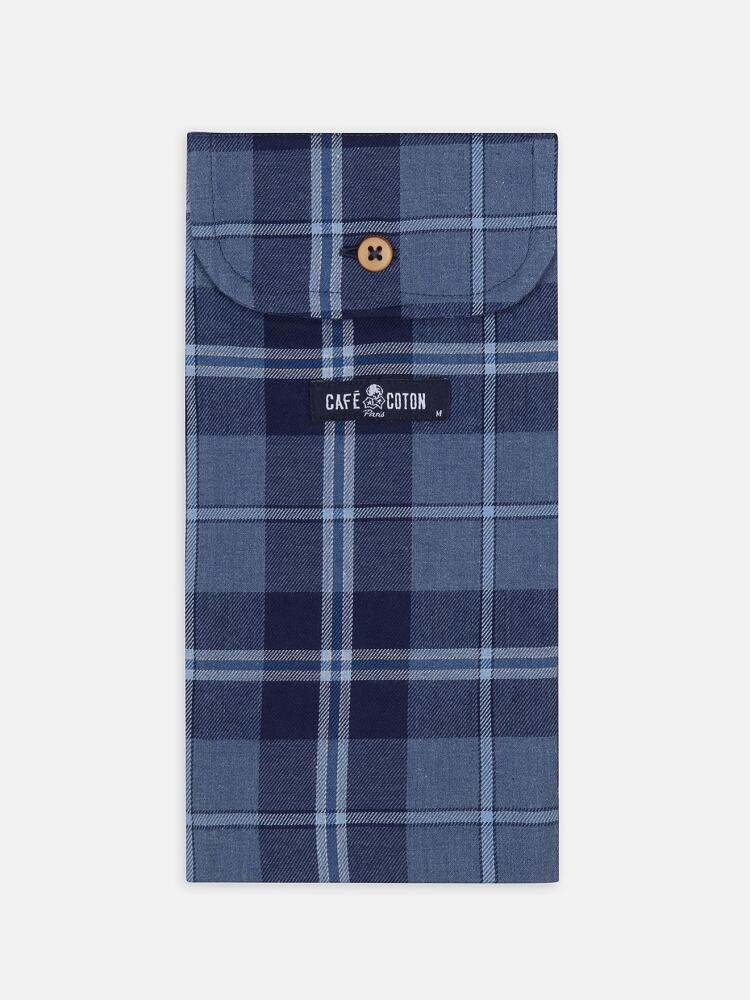 Adam flannel boxer shorts with sky blue checks
