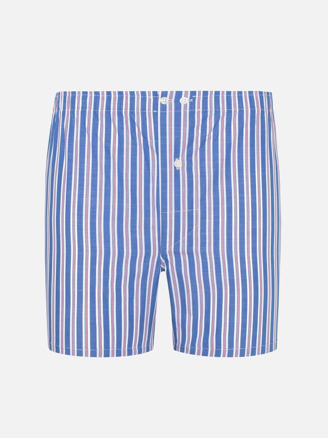 Red and blue stripes popelin boxer short
