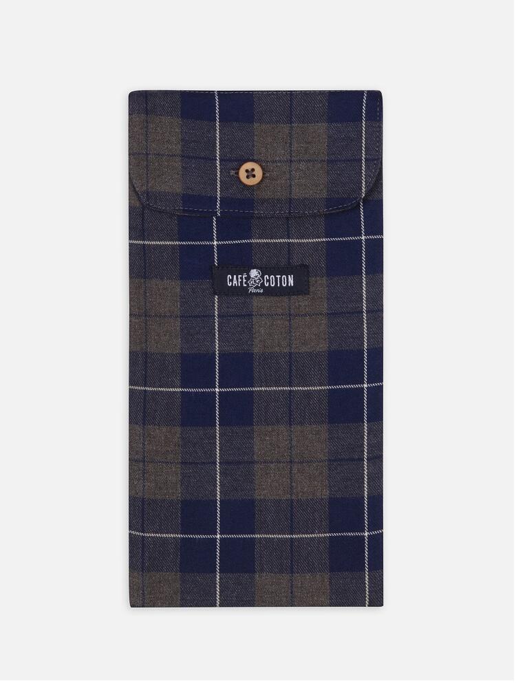 Devin flannel boxer shorts with navy blue checks