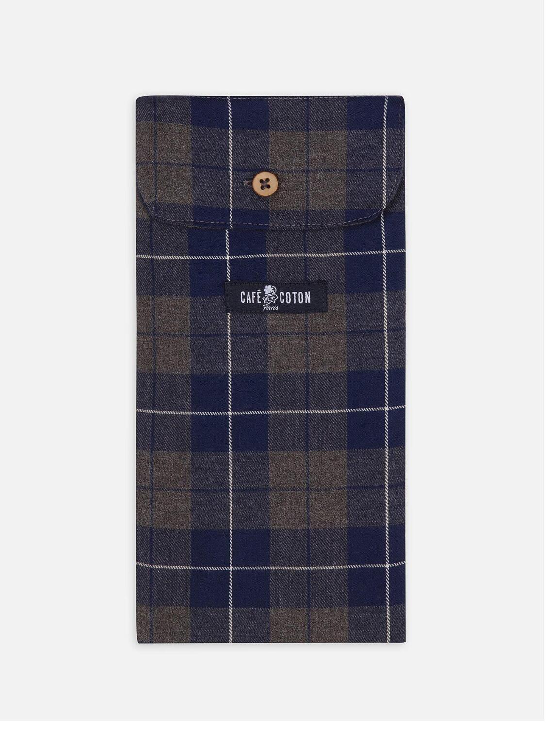 Devin flannel boxer shorts with navy blue checks