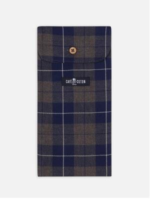 Devin flannel boxer shorts with navy blue checks